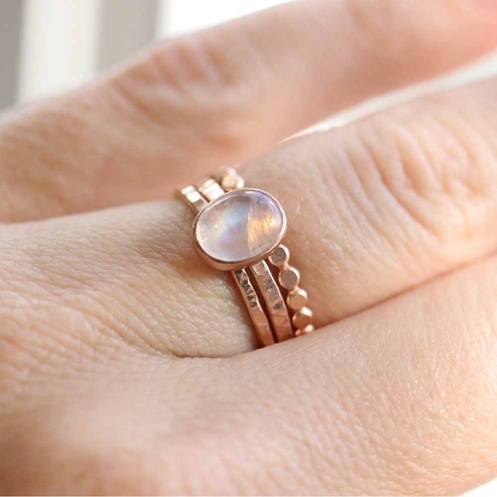 Rainbow Moonstone Rose Gold Ring. New. - Picture 6 of 13
